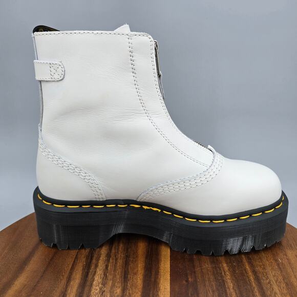 Dr Martens Jetta Boots Women's 8 White Leather Front Zip Platform Ankle - Picture 6 of 12